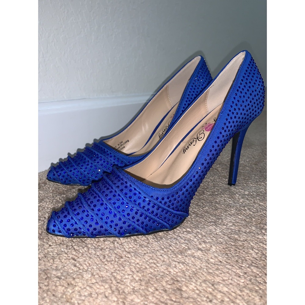 Penny Loves Kenny Heels, Blue, Textile Upper, Pu Lining 10/10 Condition Rare
